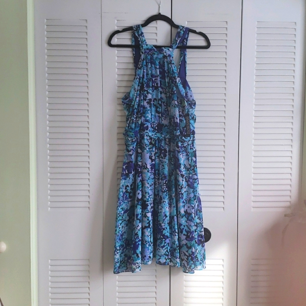 NY&Co size 14 purple/black/blue halter dress